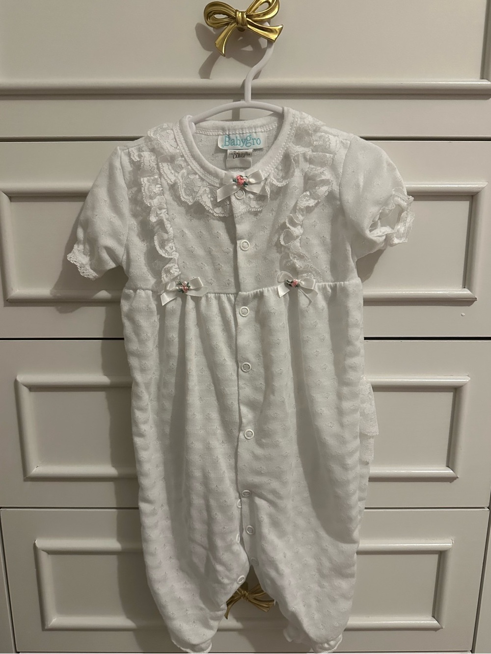 Vintage BabyGro White Lace Sleeper | Made in USA | 1992